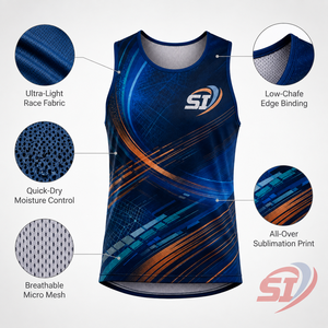 Débardeur de course personnalisé avec logo sur mesure, séchage rapide, pour marathon, sans manches, vêtement de sport, violet jade, motif arc vectoriel - Product Image 3