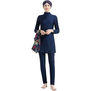 Ropa Deportiva Transpirable y Modesta para Yoga, Ropa Deportiva para Mujer, Poliéster, Manga Larga, Ropa Deportiva para Gimnasio, Conjunto de Burkini Islámico con Estampado Frontal - Product Image 4