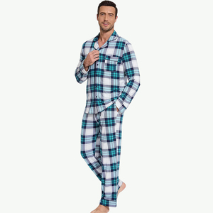 Men Sleepwear Knitted Print Pajama Pants Custom Organic Bamboo Long Sleeve Home Lounge Wear Sleepwear - Product Image 6