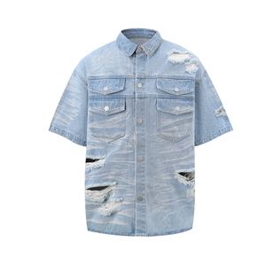 Demand Hot Selling Cotton Denim <b>Jeans</b> Look Breathable <b>Men's</b> <b>Shirts</b> Long Sleeve Blue Regular Fit - Product Image 2