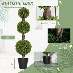 2 Pezzi Sfere di Bosso Topiario da 115 cm, 3 Sfere, Piante Finte in Vaso per Interni ed Esterni, Decorazione Verde per Soggiorno - Product Image 4