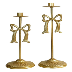 Portavelas Cónicos Negros, Juego de 2 Portavelas con Forma de Lazo, Candelabros Metálicos Modernos, Decoración Navideña - Product Image 5