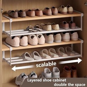 Scarpiera regolabile in ferro espandibile e salvaspazio impilabile per riporre il cestino inferiore per il bagno dell'armadio di casa - Product Image 5