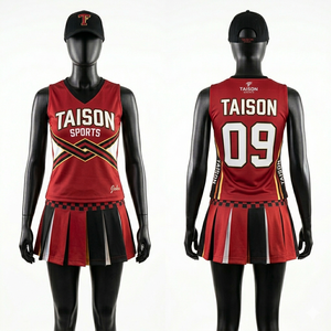 Uniforme de Porristas para Mujer, Premium, 180 GSM, Mezcla de Poliéster y Spandex, Estilo Panel con Estrellas Blancas, Doradas y Azules, Logotipo Personalizado Impreso - Product Image 5