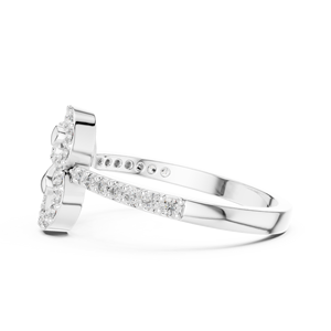 925 Silver Radiant Cut Rhodium Plated Organic Cluster & <b>Ribbon</b> Diamond Engagement & <b>Wedding</b> Ring - Product Image 3