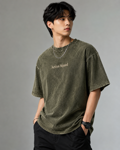 T-shirt en coton oversize Active Squad pour homme, décontracté, noir délavé, manches courtes, col rond, prix abordable, personnalisable - Product Image 4