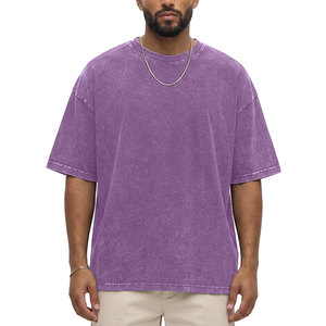 Camiseta de Algodón Grueso Lavado Estilo Vintage Oversize Unisex Lisa para Streetwear al por Mayor - Product Image 1