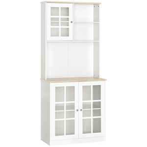 Mobile dispensa da cucina autoportante da 72 pollici con ante in vetro e ripiani regolabili, credenza con piano d'appoggio per stoccaggio - Product Image 1