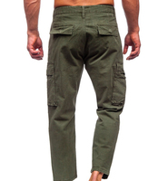 Pantalon cargo en denim brut pour homme, coupe droite, en coton épais, anti-plis, pour l'extérieur, vente en gros