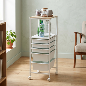 Modern Home <b>Storage</b> Furniture 5 Tier Metal <b>Storage</b> <b>Drawer</b> 2 Shelf Office Household Living Room Bathroom Kitchen Powder Coated - Product Image 2