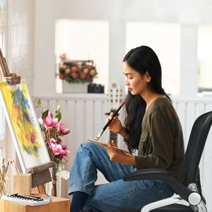 Sedia da Disegno con Schienale Reclinabile in Rete, Altezza Regolabile, per Ufficio - Product Image 5