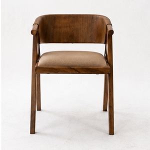 Chaise de salle à manger moderne en teck massif avec siège rembourré pour café, restaurant, hôtel, mobilier de salle à manger - Product Image 2