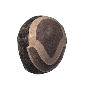 Perruque Toupet Mono Front Lace Taz en Cheveux Remy Chinois de Qualité Supérieure, Trame Simple, avec Ondulations Profondes Naturelles - Product Image 1