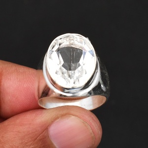 White Topaz Silver <b>Ring</b> 925 Silver <b>Crystal</b> <b>Ring</b> Men's Handmade <b>Ring</b> Elegant Jewelry - Product Image 3