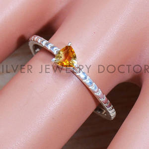 Bague Bohème en Argent Sterling 925 avec Pierre Précieuse Citrine Naturelle Forme Trillion, Bijoux Fins Sertis Clos, Coupe Facettée, Bagues de Mariage pour Femme - Product Image 3