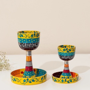 Nuevo Lanzamiento: Posavasos Moderno Hecho a Mano de Metal Esmaltado Verde Mar para Copa de Kiddush, Serie Premium Touch, Ecológico, para Rituales Judíos - Product Image 3