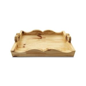 Premium Wooden Large Serving Rectangular Tray Handcrafted Rubberwood Material for Home Kitchen Cafe Table Decor Snacks Coffee - Product Image 1