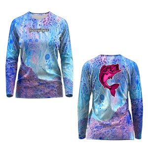 Camiseta de Pesca Personalizada con Cuello Redondo, 100% Poliéster, Impresión por Sublimación, Secado Rápido, UPF 50, Patrón Rojo y Negro, para Mujer Adulta - Product Image 4