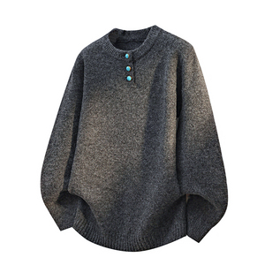 <b>Men's</b> Classic <b>Long</b> <b>Sleeve</b> <b>Henley</b> Sweater Button Neck Knitted Pullover Warm Soft Casual Winter Knitwear OEM ODM Wholesale - Product Image 3