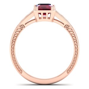 แหวนขอแต่งงาน REYES หรูหรา ทองคำแท้ 14K ประดับทับทิมเจียระไนทรงปรินเซส 0.75 กะรัต พร้อมใบรับรอง GRA เครื่องประดับโมอิสซาไนต์สำหรับผู้หญิง - Product Image 4