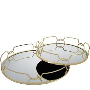 Luxury Gold Metal <b>Mirror</b> Tray Set Rectangular Serving Decorative <b>Vanity</b> Trays Cosmetic Perfume Organizer Wedding <b>Table</b> Decor - Product Image 3