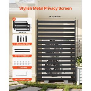 Divisorio Moderno Autoportante in Metallo da 96,5 cm L x 152,4 cm H con Pannello per la Privacy e Picchetti di Fissaggio a Terra, per Giardino e Interni - Product Image 2