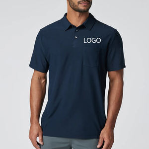 T-shirt pour homme à col rabattu avec fermeture boutonnée et logo, pour les acheteurs en gros, 100% coton / prix d'usine abordable, décontracté - Product Image 1