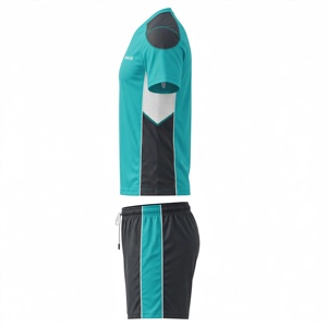 Ensemble de maillots de volley-ball unisexe AMKOOR vert sarcelle et noir en polyester respirant pour adulte, impression par sublimation, détection par aiguille - Product Image 3