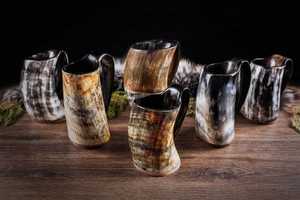 Nouvelle conception de chopes à boire en corne naturelle, style Viking original - Chopes à bière 100% authentiques en corne d'Inde - Product Image 4