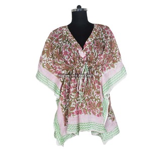 Robe de soirée africaine pour femmes, robes ethniques, robes courtes kaftan pour femmes KFCS038, meilleure fabrication de robes pour femmes avec impression à la main - Product Image 4