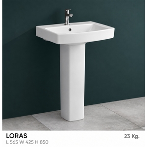LORAS SET Lavabo de Pedestal Rectangular con Grifo Monomando de Palanca, Minimalista, con Desagüe NSF, Montaje en Suelo, Acabado Pulido Brillante - Product Image 2