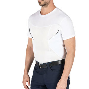 <b>White</b> Men's Tactical <b>Concealed</b> Carry T-Shirt Spandex Slim Fit Shooting Gun Pockets Undercover Tactical Holster T-Shirts - Product Image 5