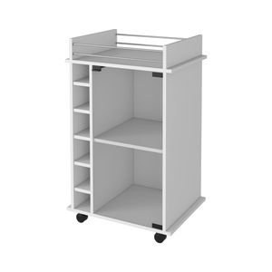 Mueble Bar de Dos Niveles Vegas con Puerta de Vidrio y Seis Compartimentos para Licores, Carrito de Bar Premium - Product Image 4