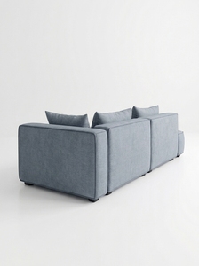 Modern Fabric L-Shape Sectional <b>Sofa</b> Set with <b>Wooden</b> <b>Legs</b> and Pillow Back for Living Room - Product Image 5