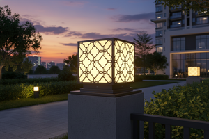Lámpara de Columna LED con Patrón Victoriano, Decoración Vietnamita CM, para Exteriores, Jardín, Villa, Negra, E27, IP65, Metálica, AC 220V (±10%) - Product Image 6