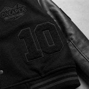 Men's Black <b>Racing</b> <b>Jacket</b> Leather Sleeves Letterman Bomber <b>Jacket</b> Motorsport Streetwear Custom Wholesale - Product Image 5