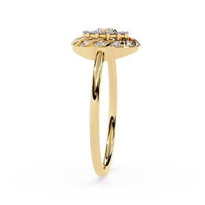 แหวนเพชรแล็บโกรว์ทรงโอวัลชุบทอง 14K ประดับเพชรรอบวง สำหรับงานหมั้นและงานแต่งงานสำหรับผู้หญิง - Product Image 1