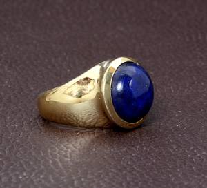 Top Selling New Arrival Natural <b>Lapis</b> <b>Lazuli</b> 12mm Smooth Cabochon Bezel Setting 14K Gold Plated Brass Christian Gemstone <b>Rings</b> - Product Image 5