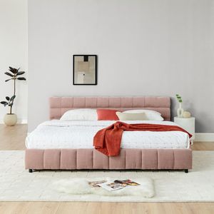 <b>King</b> <b>Size</b> Chenille Fabric Upholstered <b>Bed</b> <b>with</b> Solid Headboard and <b>Drawer</b> Comfortable <b>Bed</b> <b>Frame</b> - Product Image 6