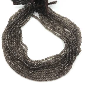 Cuentas Facetadas Redondas/Rondelle de Cuarzo Ahumado Natural Marrón AAA de Alta Calidad, Perforadas en el Centro, de 3-4 mm, 13 Pulgadas, para la Fabricación de Joyas - Product Image 4