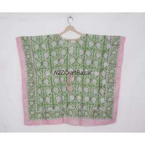 Vestido Kaftán Midi de Algodón 100% Hecho a Mano para Mujer, Estilo Casual Romántico Vintage con Estampado Floral, Cuello en V, Manga Corta, Ligero, para Primavera - Product Image 3