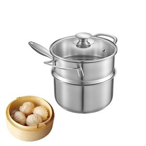 Casserole multifonctionnelle en acier inoxydable antiadhésive avec couvercle pour la cuisson à la vapeur - Product Image 1
