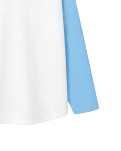 Custom Sky Blue <b>White</b> Raglan Long Sleeve T Shirt Men Cotton Casual Contrast Crew Neck Baseball <b>Tee</b> OEM Manufacturer Supplier - Product Image 6