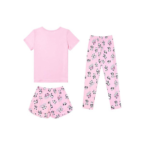 Conjunto de Pijama para Bebés Niñas con Estampado de Corazones Rosados, Camiseta y Pantalones Cortos, 95% Algodón, Transpirable, Ropa de Dormir para Verano y Otoño, Cuello Redondo, Manga Corta - Product Image 6