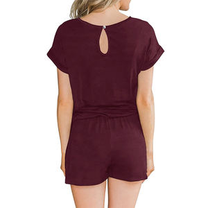 MOJO Womens <b>Crop</b> <b>Top</b> Shorts Set Spandex/Polyester Fabric Casual Summer Two Piece High Waist Lounge Wear OEM Private Label - Product Image 2