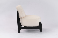 Fauteuil d'appoint moderne en bouclette avec structure en bois noir et revêtement en tissu Sherpa pour salon, salle de séjour et maison