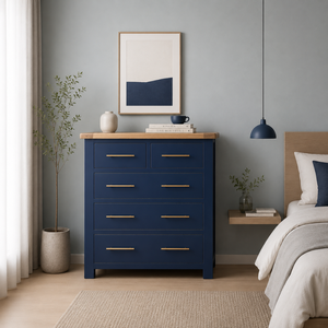 Commode haute en bois de qualité supérieure, design moderne, écologique, avec 5 tiroirs, meubles de chambre à coucher, fournisseur vietnamien - Product Image 1
