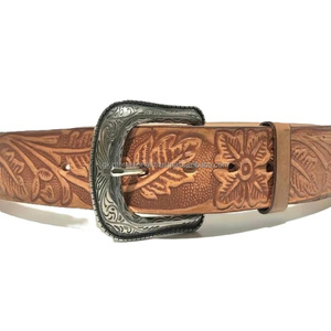 Hand Carved Floral Embossed Full Grain Handmade Western <b>Leather</b> <b>Tooling</b> Belt Men Utility Uniform <b>Work</b> Belt 1-1/2"(38mm) Wide - Product Image 6