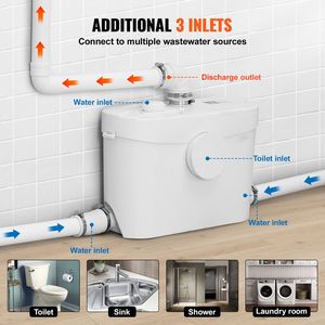 Sistema WC Moderno con Pompa Maceratrice da 700W, Scarico Posteriore a Doppio Flusso, Design Upflush per Seminterrato con Sifone a S - Product Image 3
