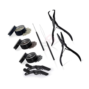 Pince à micro-anneaux métalliques pour extensions de cheveux avec aiguille de traction et logo personnalisé pour usage commercial - Product Image 1